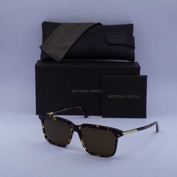 Bottega Veneta BV1261S 002 Rectangle Sunglasses - Havana\Brown - Picture 1 of 10